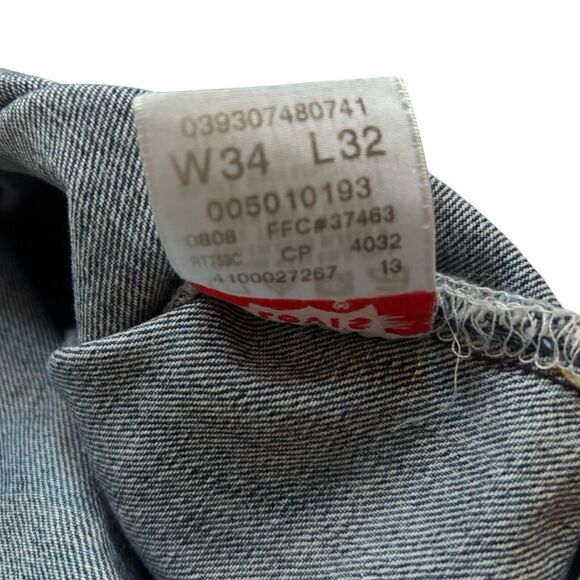 Levi’s 501 Men’s 34x32 Button Fly Rare Blank Tab 2008 Medium Blue Jeans WPL-423 - Picture 6 of 9